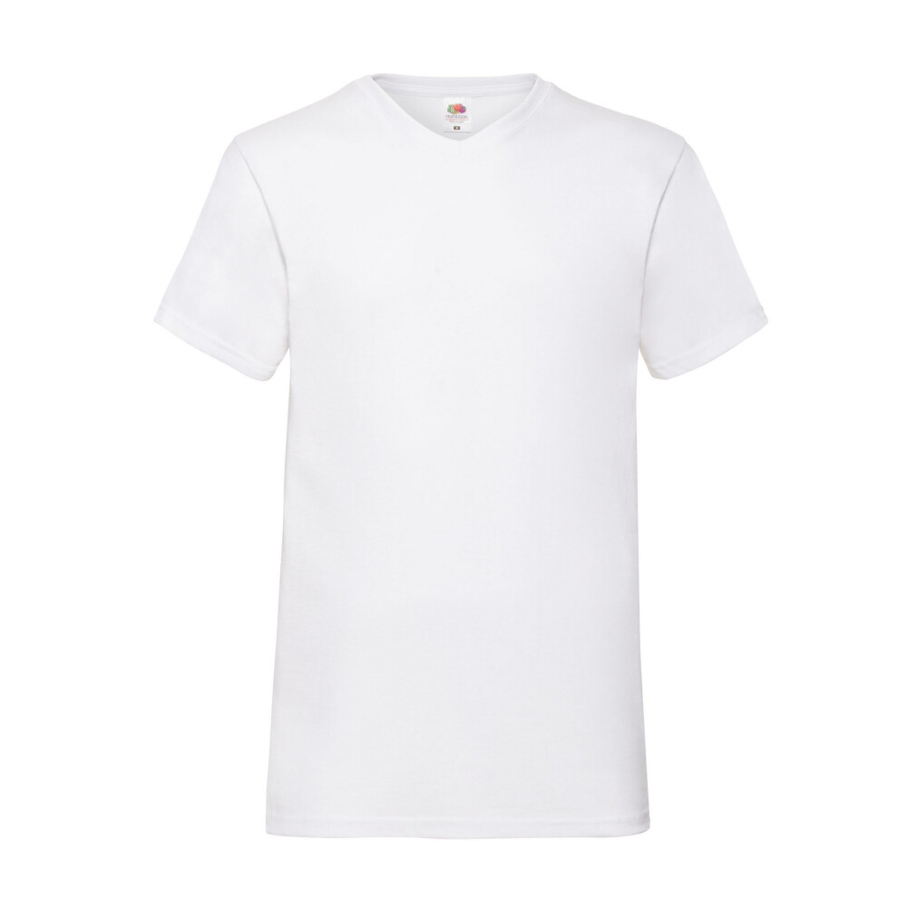 Fruit Of The Loom (M, White) Mens Valueweight Plain V Neck T-Shirt