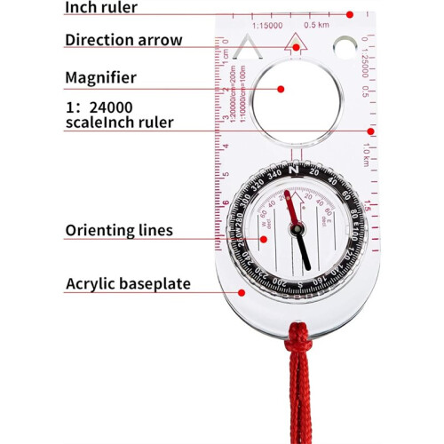 1set/6pcs Directional Compass in Bulk, with Tilted Magnifying Glass Ruler and Scale, Suitable for Class Gifts 1