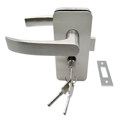 Double-Sided Handle Glass Door Lock for Frameless Glass Doors, Easy Installation Left Open