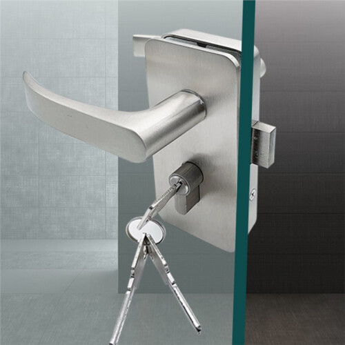 Double-Sided Handle Glass Door Lock for Frameless Glass Doors, Easy Installation Left Open 2