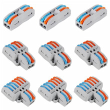 Kit de Conectores de Emenda Compactos com Alavanca, 9 Peças, Conector de Fiação Rápida para Fios AWG 28-12