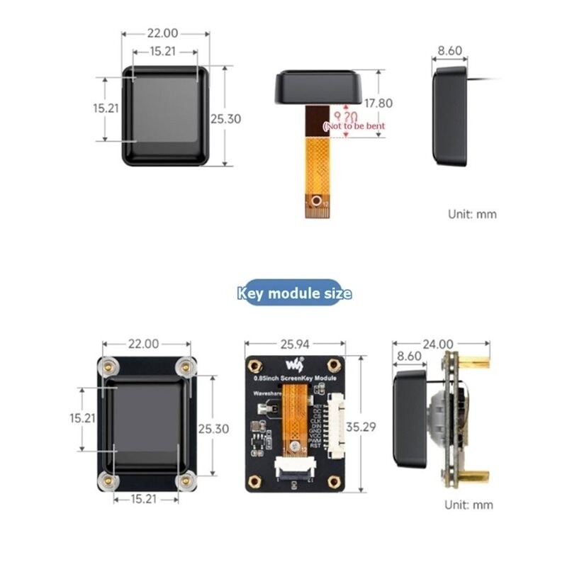 Waveshare 0.85inch ScreenKey Module Mechanical Keyboard Screen Button ...