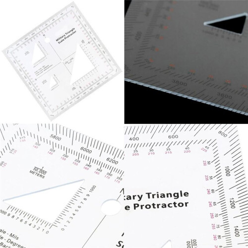 Coordinate Scale Practical Transparent Topographical Map Scale Navigation Military Protractor 2