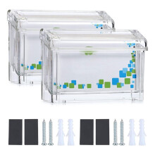 2PCS Buiten Business Card Houder Duidelijke Acryl Naamkaart Display Doos Wandmontage Marketing Houder Case met Deksel