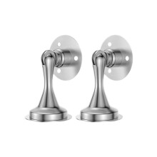2 Pack Stainless Steel Magnetic Door Stoppers Heavy Duty Wall Floor Mount Door Catch with Adhesive & Screws Silver
