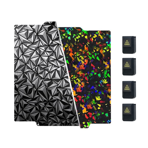 Double Sided Build Plate PEO Flake Debris Sheet Flexible Platform for Flashforge Creator 5/5 Pro W/4pcs Silicone Cover
