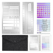 3Pcs Metal Planner Stencil Bookmark for Bullet Journal Planner Ruler Record Templates for DIY