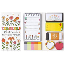 Retro Wildflowers Sticky Notes Set for Teachers - School & Office Memo Pads for Classroom and Desk