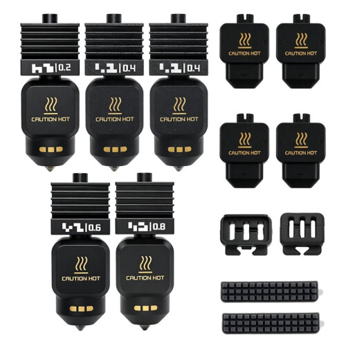 5Pack Hotend Nozzle Kit with 0.2/0.4/0.4/0.6/0.8MM for  H2D/H2S/H2C Combo/X2D/P2S/A1/A1mini 3D Printer