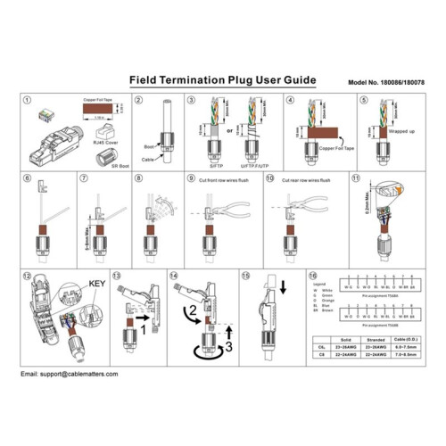 6Pack Tool Free Shielded RJ45 Cat 8, Cat8 Field Termination Plug, Cat8 Connector, Cat8 Plug 2
