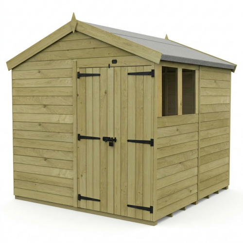 8 x 8 Apex Shed Tanalised (Double Door, With Windows) 1