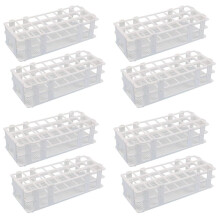 8 Teiliges Kunststoff Reagenz Glas Gestell 24 Loch Labor Reagenz Glas Halter für 25 mm Reagenz GläSer, Abnehmbar, Weiß