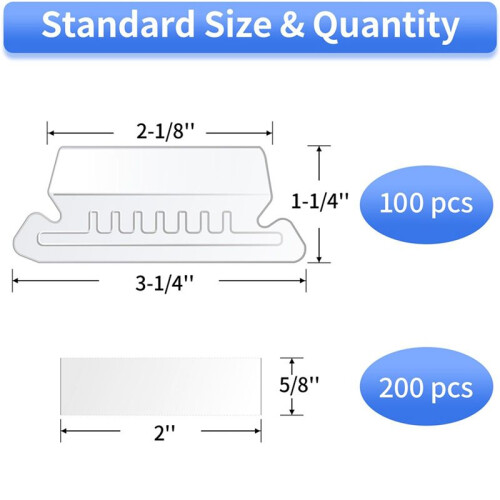 Hanging File Folder Tabs, 200 Pcs File Folder Tabs File Tabs for Hanging Folders, Plastic Hanging Folder Tabs 2