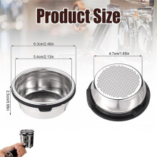 2pcs Cup Filter Baskets for Luxe Cafe ES701, Stainless Steel Portafilter Basket Reusable Coffee Filter Double Cup
