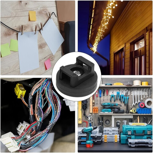 10pcs 22mm Magnetic Base Fixed Cable Tie Holder Saddle Shaped Multipurpose Magnetic Cable Holder with Cable Ties 2