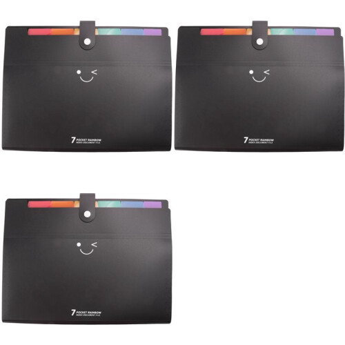 3X Expanding File Folders Letter Size 7 Pockets Accordion Document Organizer A4 Plastic File Folder Document Organizer