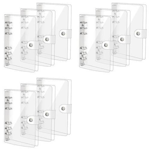 9 Pack A6 Transparent Soft PVC 6 Ring Binder Cover Clear Binder Notebook Cover A6 Binder for Refillable Notebook