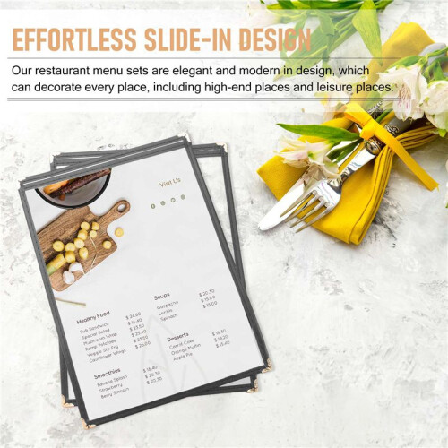 Pacote com 10 Capas de Cardápio - Página Única, 2 Visualizações, Serve em Papel de 8,5 X 11 Polegadas - Capas de Cardápio de Restaurante 1