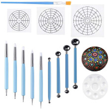 Set of 14 Mandala Dotting Stencil Tools Rock Painting Kit Dotting Tools Include Templates, Paint Tray, Mandala Tools