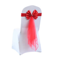 Stretch Chair Cover Band with Satin Bow - Red