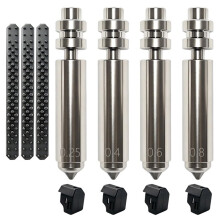 4PCS Nozzle for Kobra X, 0.25/0.4/0.6/0.8mm Hardened Steel Integrated Nozzles W/4 Silicone Socks and 3 Brushes