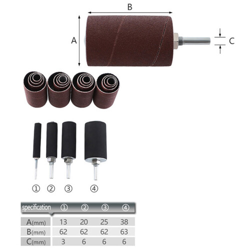 Drum Sander Kit Sanding Belt Sandpaper with Spindle Case for Drill Press Rotary Tools 1
