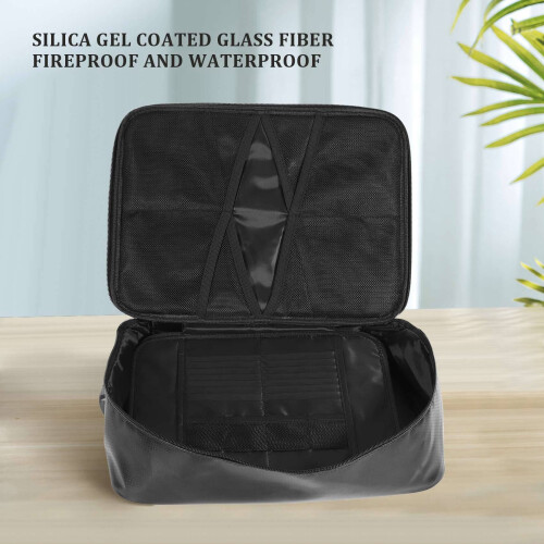Document Bag with Lock, Fireproof 3-Layer Document Storage Box with Waterproof Zipper,Used for Laptops, Documents B 2