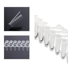 2X Tubos de PCR - Tubos de PCR de 0,2 Ml con Pared Fina, 8 Tiras de Tubos de PCR con Tapas Planas con Bisagras (120 Tiras/Caja)