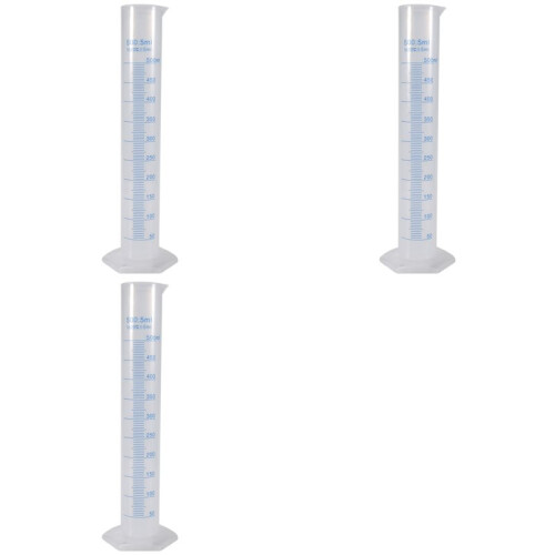 3X 500 Ml Plastic Transparent Graduated Tube.