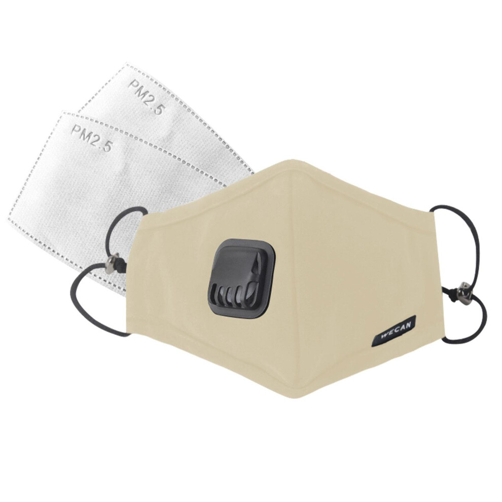 Aquarius Pm2.5 Adult Face Mask Beige Twin Filtration Reusable Protective Mask