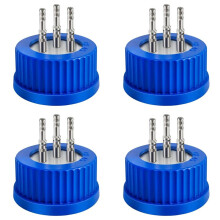 4X Tapa de Seguridad para Botellas de Acero Inoxidable 304 GL45 para Uso en Laboratorio, Tamaño , Esterilizable en Autoclave, 3 Puertos