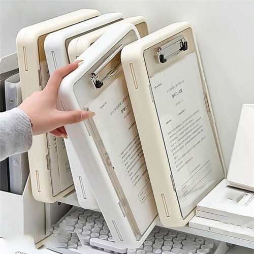 A4 Multi-Function Exam Folder with Clip Document Organizer for Students Office Work Portfolio Storage Test Holder WHITE 1