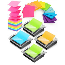 Set di 4 Dispenser di Foglietti Adesivi A Scomparsa con 24 Blocchetti Colorati per Appunti e Promemoria Autoadesivi per Ufficio
