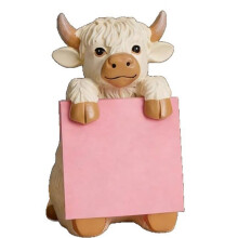 Dispenser di A Scomparsa A Forma di Mucca Delle Highlands, Porta Super Adesivi 3x3, 100 Fogli, In Resina, Grazioso Oggetto Decorativo