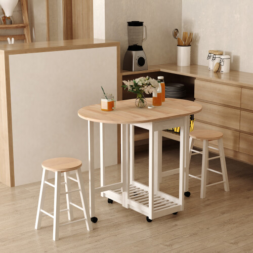 3-piece folding bar table set,White
