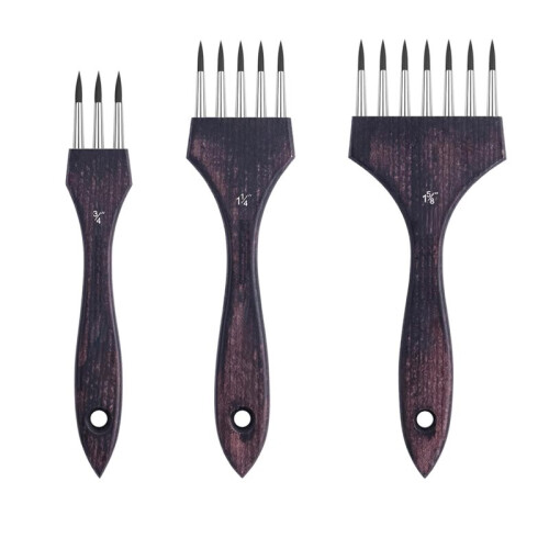 Multi- Round Comb Brush Set - 3Pcs Professional Synthetic Brushes, Designed for Textures and Special Effects
