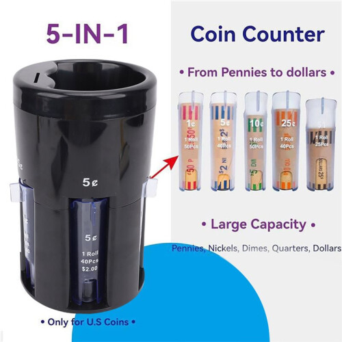 5 in 1 Automatic Coin Sorter Compact Space Saving Enhanced Efficiency Digital Coin Sorter for Home and Store 1