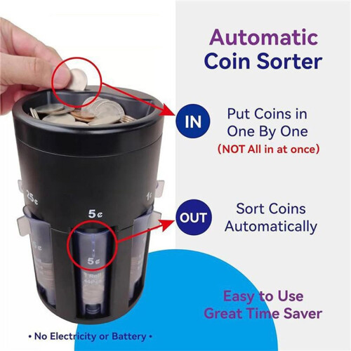 5 in 1 Automatic Coin Sorter Compact Space Saving Enhanced Efficiency Digital Coin Sorter for Home and Store 2