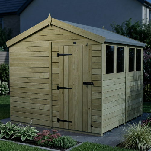8 x 8 Apex Shed Tanalised (Single Door, With Windows) 2