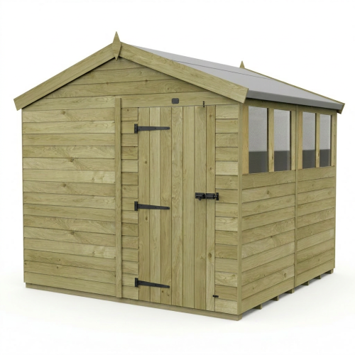 8 x 8 Apex Shed Tanalised (Single Door, With Windows) 1