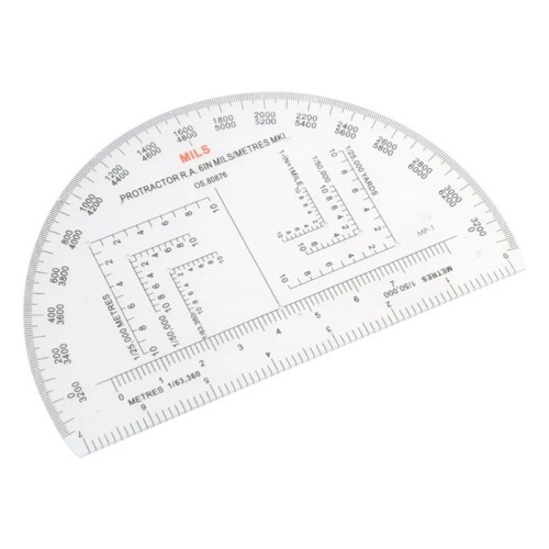 Protractor for Land Navigation, Geographic Coordinate Ruler UTM/MGRS Coordinate Scale, 6" RA Plastic Tool