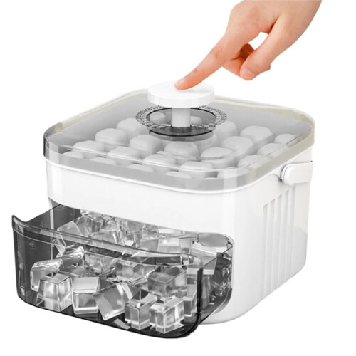 50- Ice Maker with Easy Press Cap, Double Layer Storage for Home Refrigeration