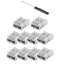 Conector de Fita LED de 2 Pinos e 10 mm com Fixação Por Parafuso, Terminal Transparente Sem Solda para Fiação em Placas de 10 mm