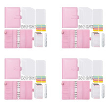 4X Raccoglitore Budget A6 con Buste con Cerniera, Agenda Budget Book Organizer per Risparmiare Denaro, Buste per Contanti per Budgeting Rosa