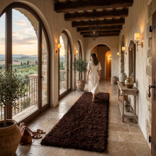 (60cm x 220cm (2ft x 7ft 3")_Runner, Coffee Brown Shaggy Rugs) Fluffy Rug Non-Slip Shaggy Rugs Living Room Carpet
