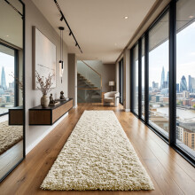 (80cm x 300 cm (2 ft 6 in x 10 ft), Cream Shaggy Rugs) Fluffy Rug Non-Slip Shaggy Rugs Living Room Carpet