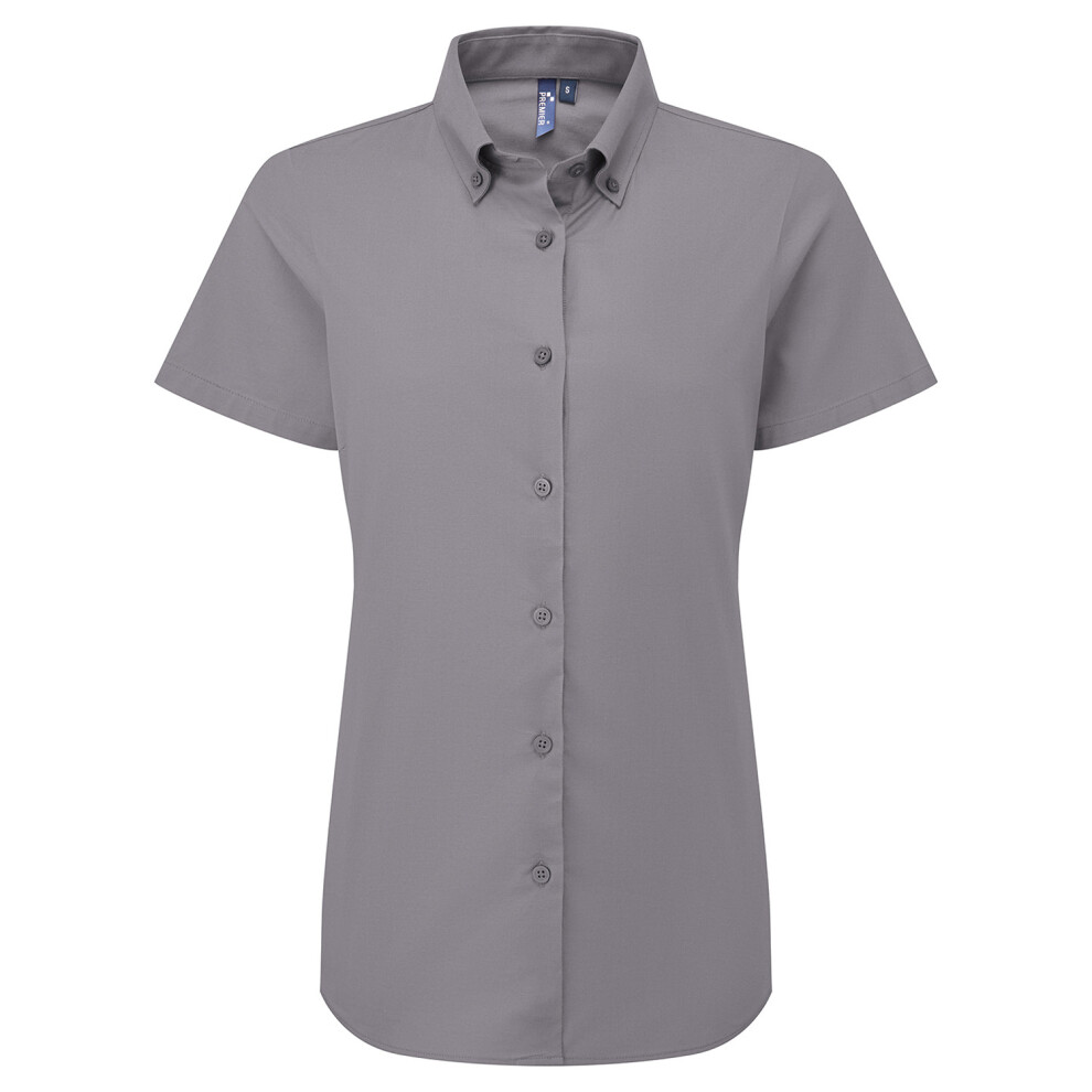 Premier (Xl, Steel Grey) Womens/Ladies Supreme Oxford Short-Sleeved Formal Shirt