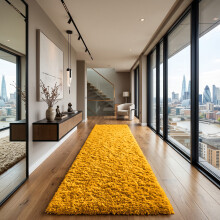 (80cm x 300 cm (2 ft 6 in x 10 ft), Yellow Shaggy Rugs) Fluffy Rug Non-Slip Shaggy Rugs Living Room Carpet