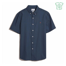 (M, Blue) Farah Mens Brewer Slim Short-Sleeved Shirt