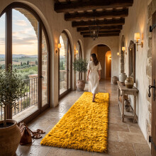 (60cm x 220cm (2ft x 7ft 3")_Runner, Yellow Shaggy Rugs) Fluffy Rug Non-Slip Shaggy Rugs Living Room Carpet